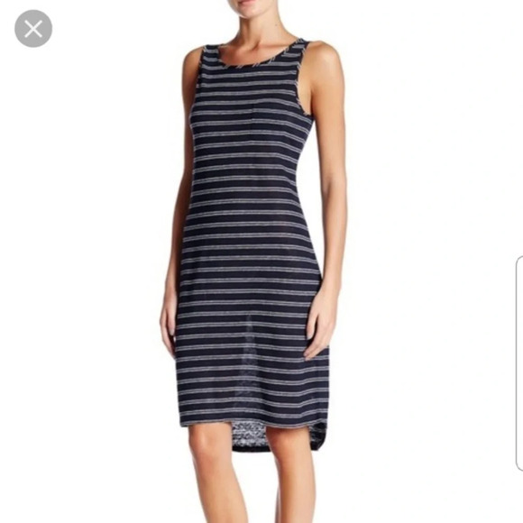 Vince 100% Linen Jersey Striped Tank Dress Medium - Picture 1 of 11